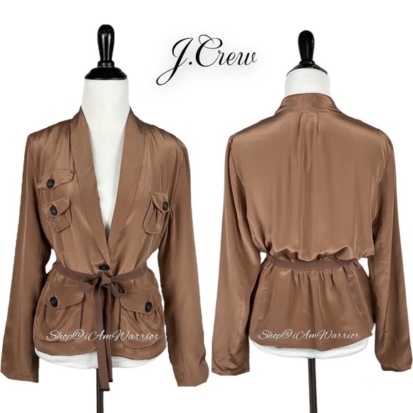 J.Crew NWT RARE silk belted utility jacket *shop@iamwarrior - Picture 4 of 11